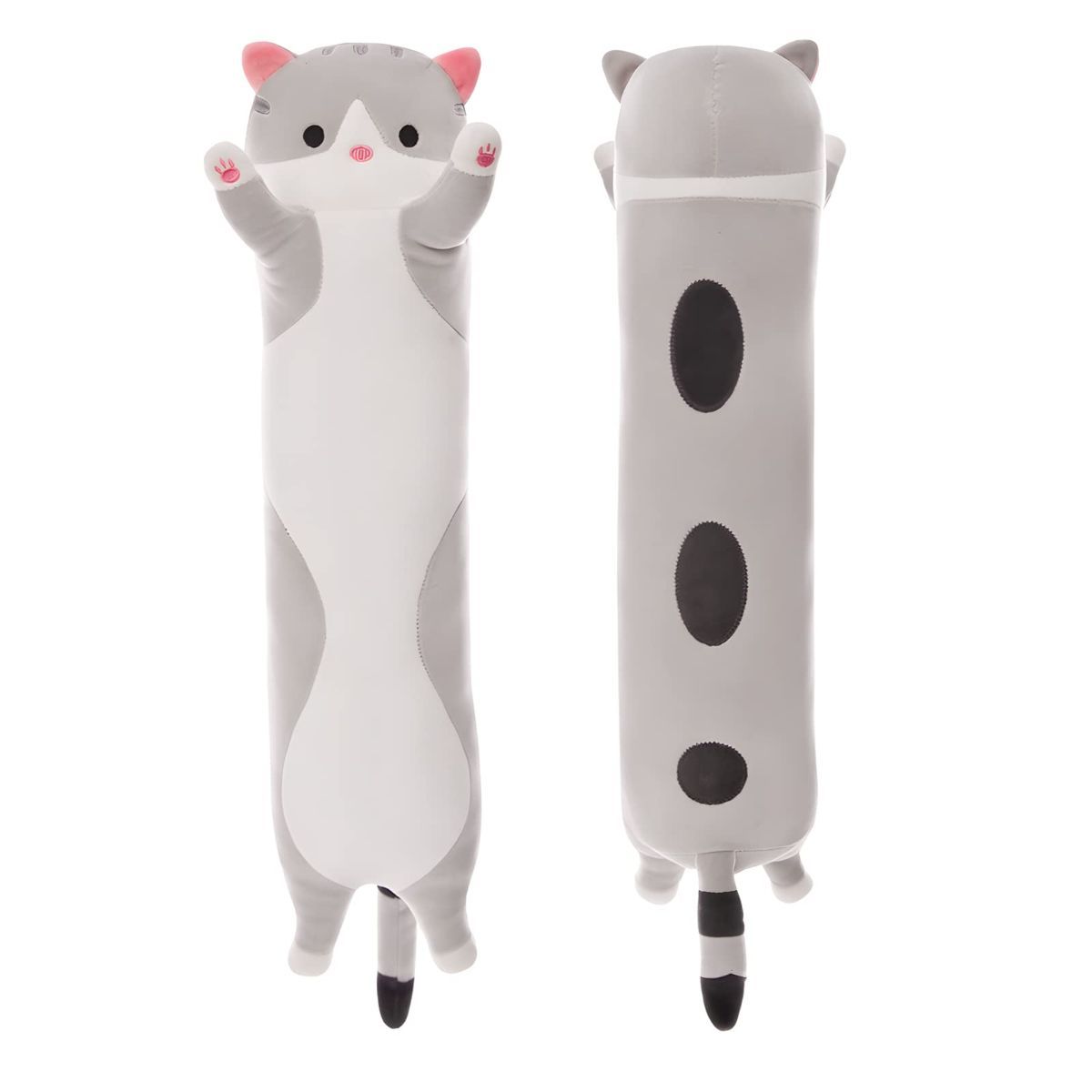 Long Cat Plush Pillow Cat Plush Toy PP Fabric Pillow Soft Cat Pillow Cat-Themed - Gray - Size 35.4in