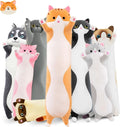 Long Cat Plush Pillow Cat Plush Toy PP Fabric Pillow Soft Cat Pillow Cat-Themed - Yellow - Size 35.4in