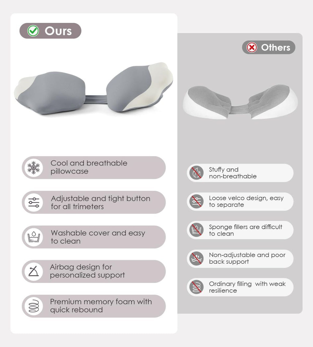 Pregnancy Pillows for Sleeping, Memory Foam Maternity Pillow Support for Back Belly HIPS, Adjustable Travel Wedge Pillow for Pregnant Women, Side Sleeping Pregnant Pillows with Cooling Pillowcase - Gray - Size 27.5in