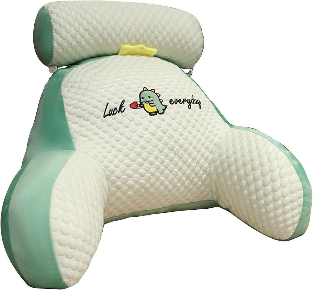 Reading Pillow for Kid Or Adult Large Back Pillow for Sitting Up in Bed Detachable Neck Roll with Arms Large Bed Rest Pillow Back Pillow for Sitting in Bed Watching TV Reading - Gray - Size 70*50CM