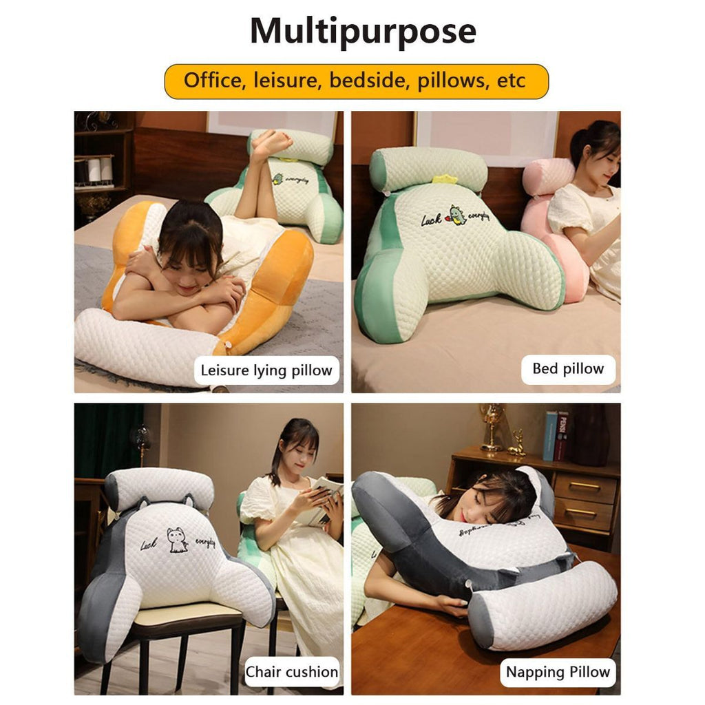 Reading Pillow for Kid Or Adult Large Back Pillow for Sitting Up in Bed Detachable Neck Roll with Arms Large Bed Rest Pillow Back Pillow for Sitting in Bed Watching TV Reading - Pink - Size 70*50CM