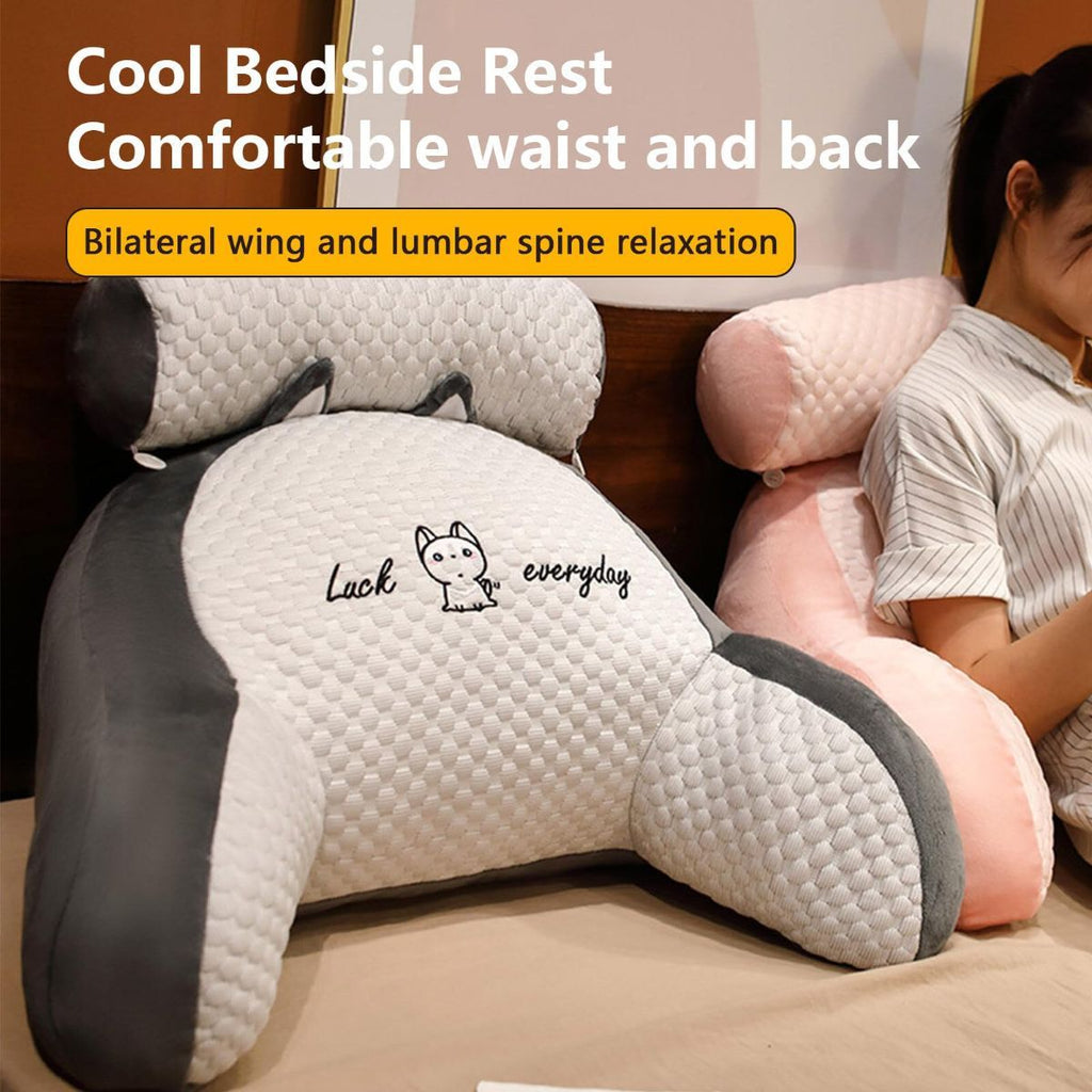 Reading Pillow for Kid Or Adult Large Back Pillow for Sitting Up in Bed Detachable Neck Roll with Arms Large Bed Rest Pillow Back Pillow for Sitting in Bed Watching TV Reading - Pink - Size 70*50CM