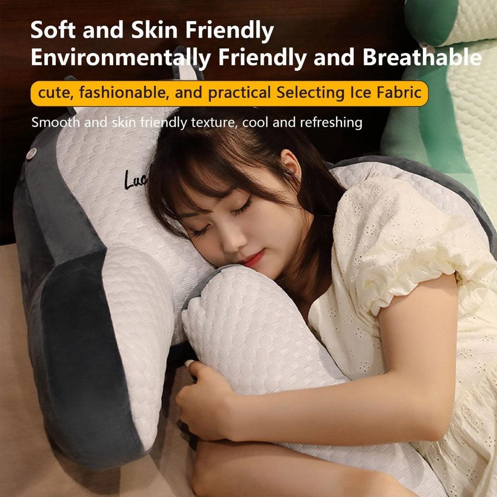 Reading Pillow for Kid Or Adult Large Back Pillow for Sitting Up in Bed Detachable Neck Roll with Arms Large Bed Rest Pillow Back Pillow for Sitting in Bed Watching TV Reading - Yellow - Size 70*50CM