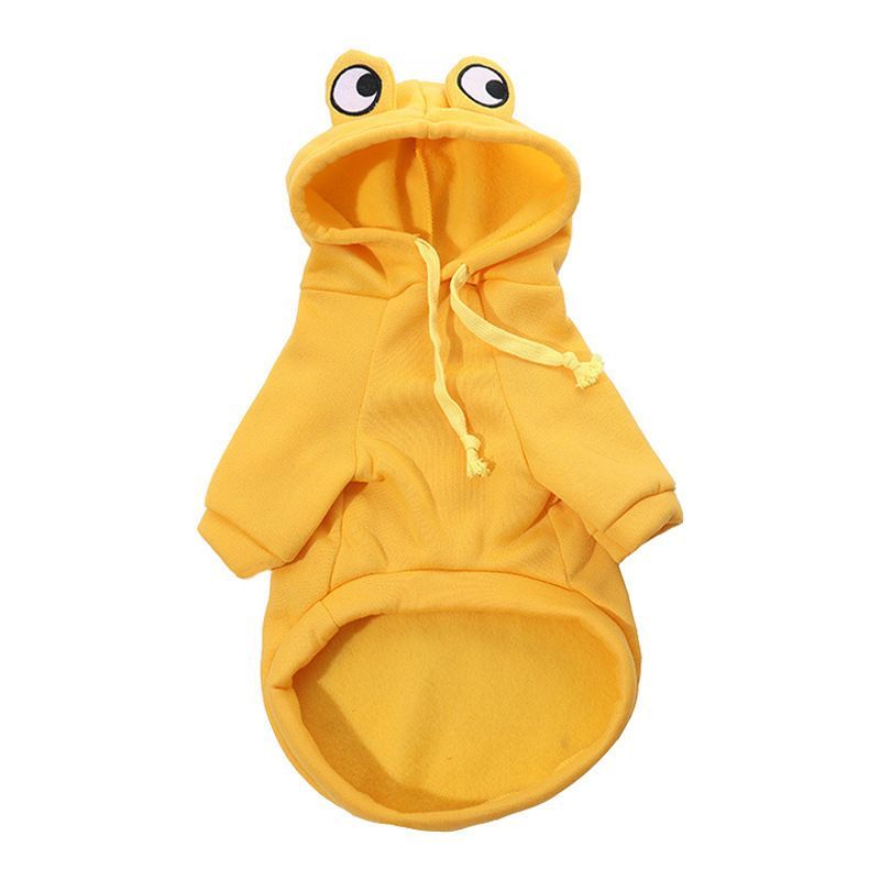 Dog Hoodie Frog-Themed Autumn Winter Pet Clothing Small Medium Dogs Soft - Green - Size L