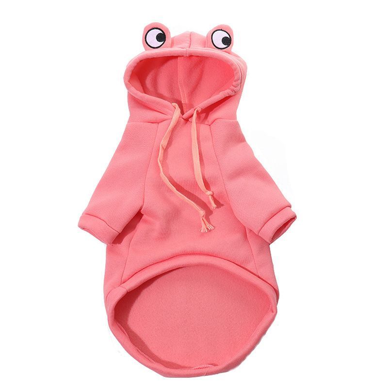 Dog Hoodie Frog-Themed Autumn Winter Pet Clothing Small Medium Dogs Soft - Green - Size S
