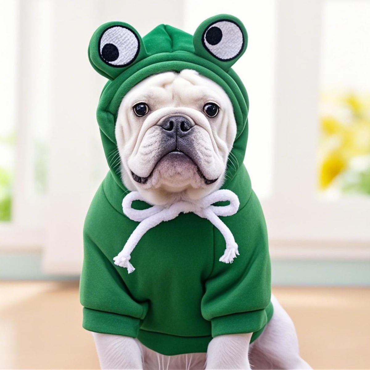 Dog Hoodie Frog-Themed Autumn Winter Pet Clothing Small Medium Dogs Soft - Green - Size XL
