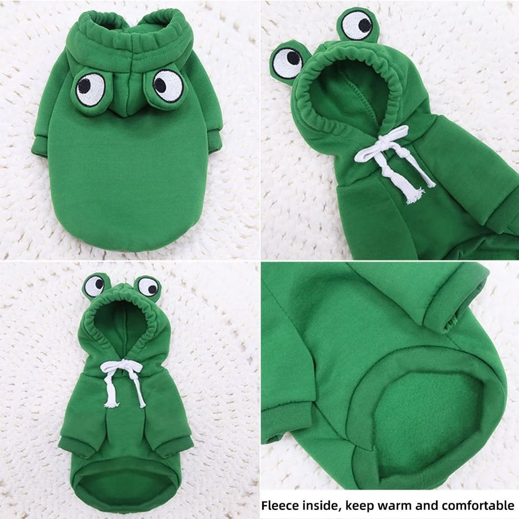 Dog Hoodie Frog-Themed Autumn Winter Pet Clothing Small Medium Dogs Soft - Purple - Size L