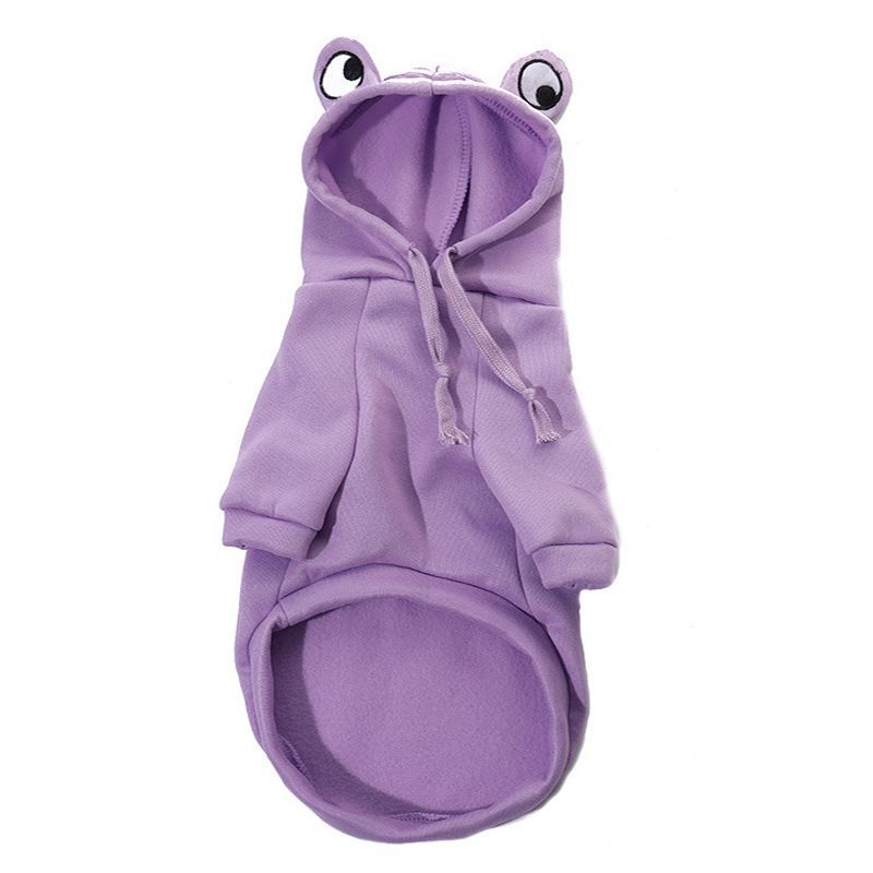 Dog Hoodie Frog-Themed Autumn Winter Pet Clothing Small Medium Dogs Soft - Yellow - Size M