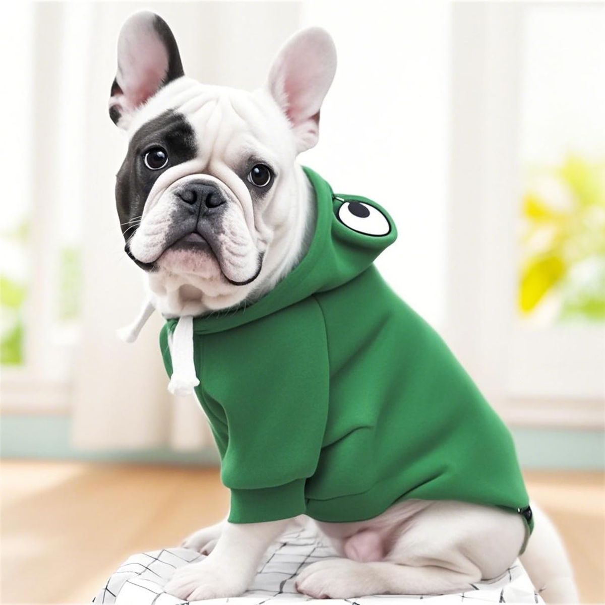 Dog Hoodie Frog-Themed Autumn Winter Pet Clothing Small Medium Dogs Soft - Yellow - Size S