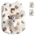 Pet Sweater Plush Bear Pattern Sleeveless Pet Clothing Puppy Outfit Kitten - White - Size M