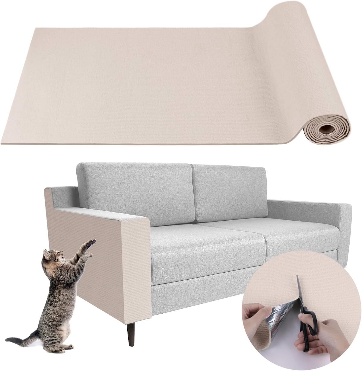 Cat Scratching Pad DIY Cat Accessory Cat Furniture Protection Cat Climbing - Gray - Size 15.8''x39.3''