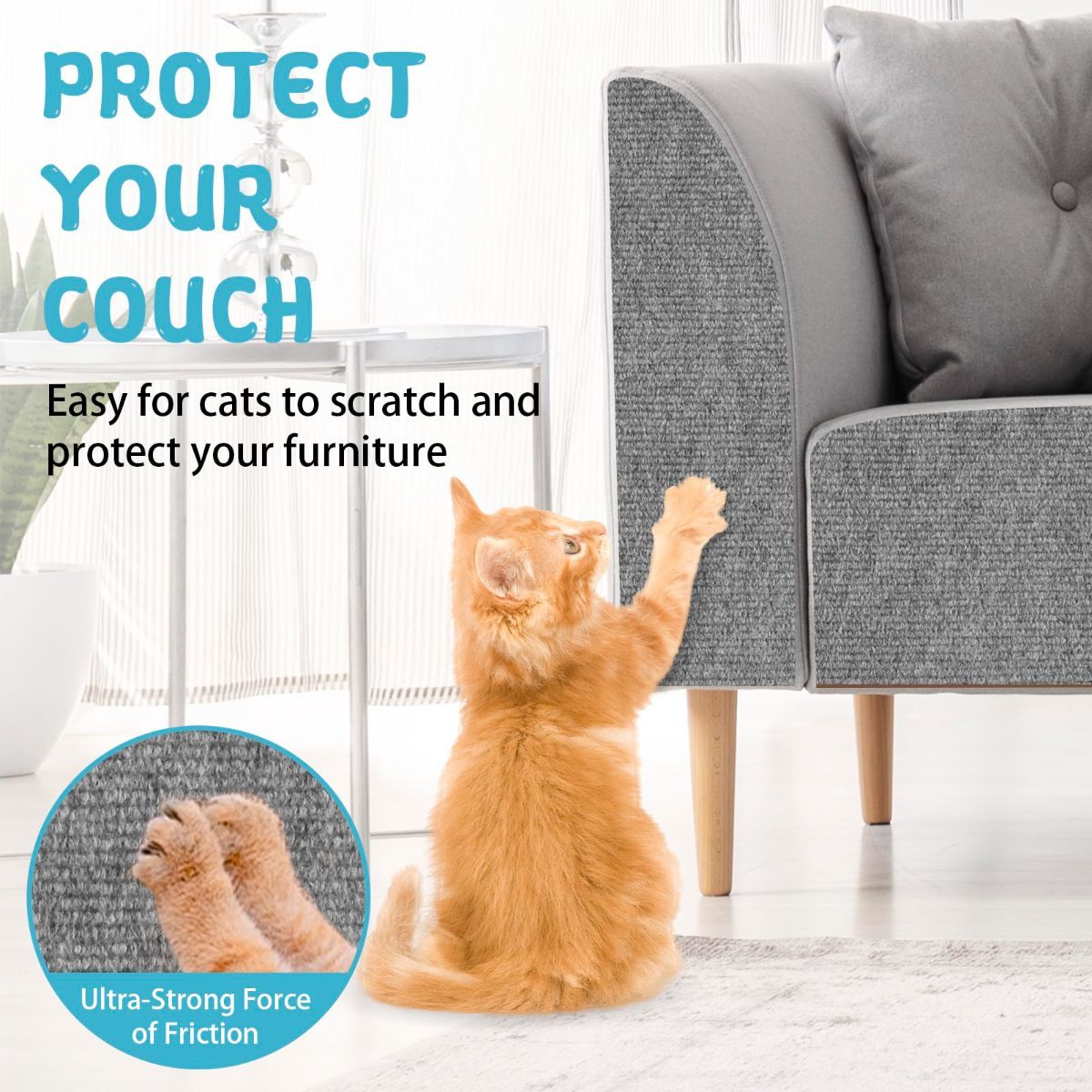 Cat Scratching Pad DIY Cat Accessory Cat Furniture Protection Cat Climbing - Khaki - Size 15.8''×78.7''