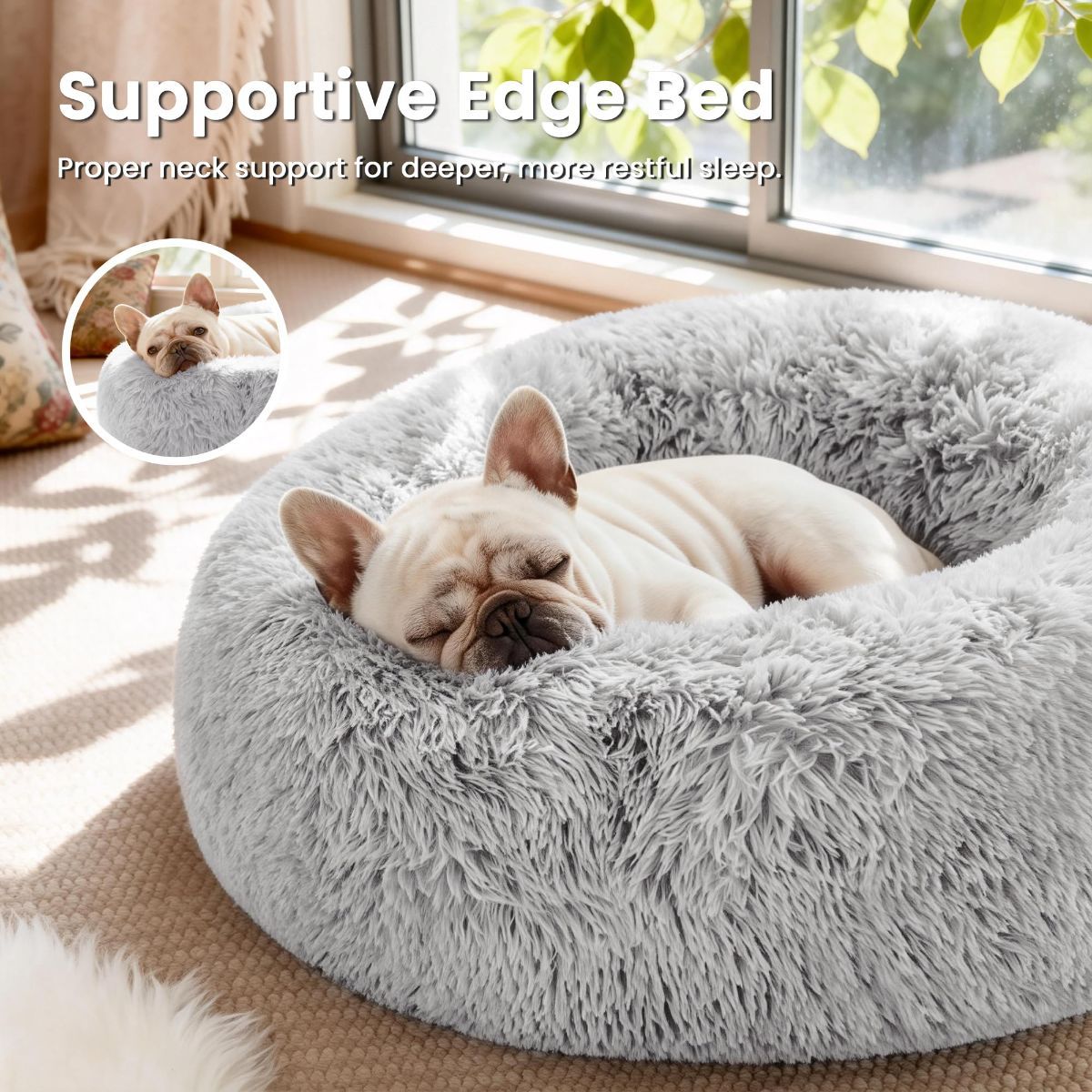 Pet Bed Anti-Anxiety Pet Bed Donut Pet Bed Small Dog Bed Medium Dog Bed Cat Bed - Black / 27in