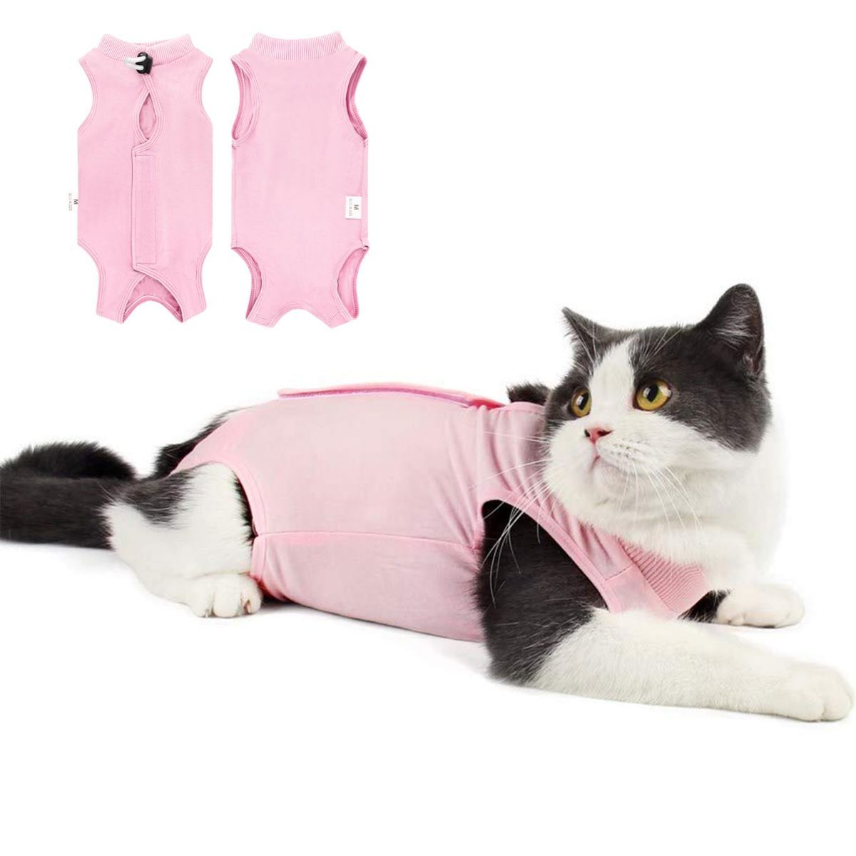 Cat Recovery Jumpsuit Abdominal Wound Protection Post-Surgery Cat Clothing - Blue - Size S(Above 16 oz)