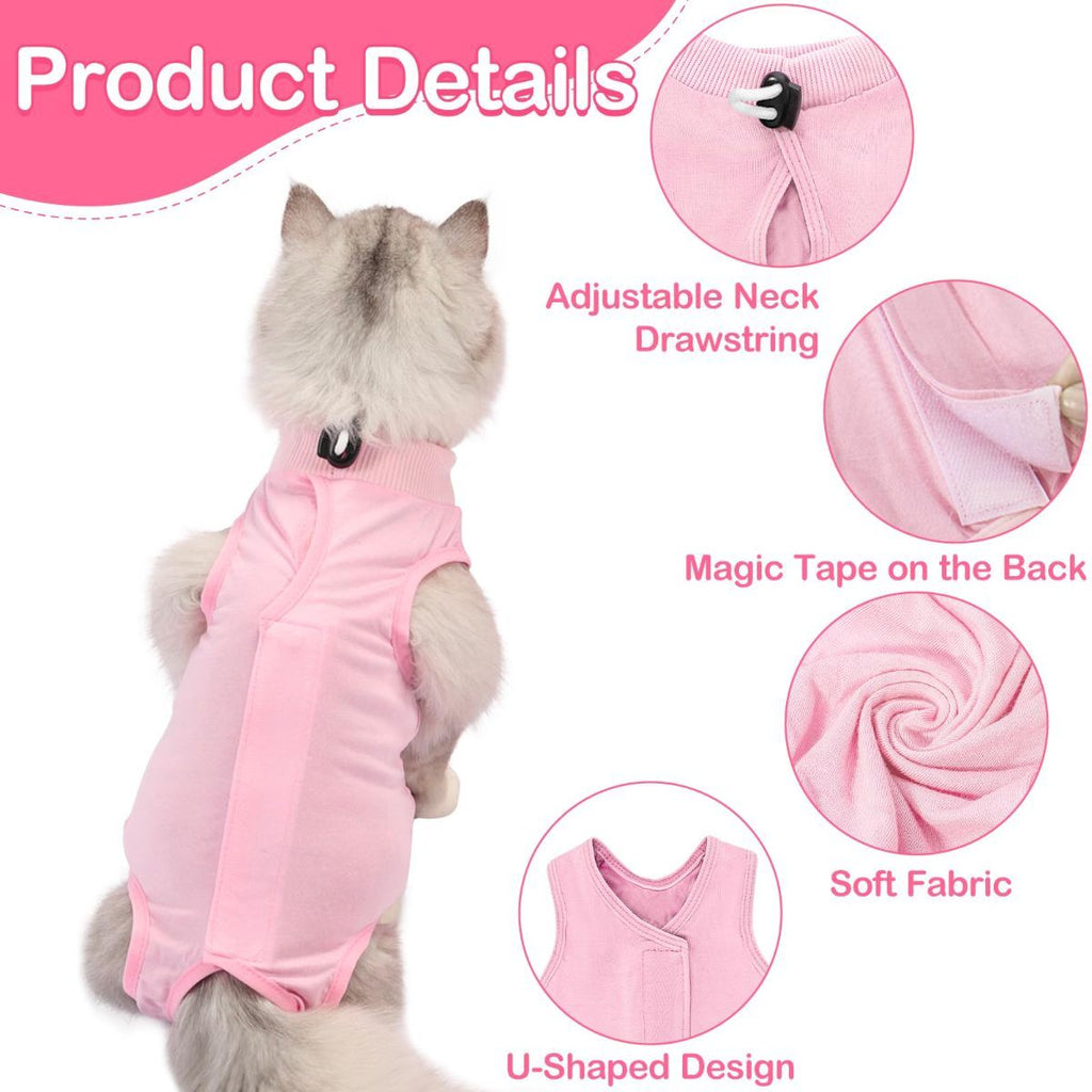 Cat Recovery Jumpsuit Abdominal Wound Protection Post-Surgery Cat Clothing - Blue - Size S(Above 16 oz)