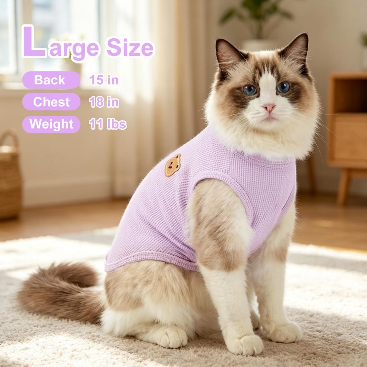 3PCS Waffle Knit Pet Shirt Sphynx Cat Clothing Small Dog T-Shirt Pet Fashion - Purple&Blue&Green / S(2-4lb)