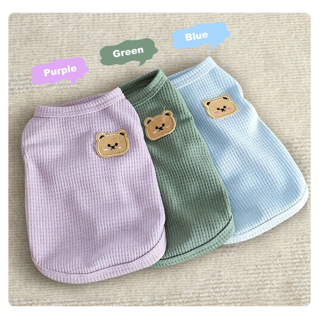 3PCS Waffle Knit Pet Shirt Sphynx Cat Clothing Small Dog T-Shirt Pet Fashion - Green&Pink&Yellow / XL(12.1-16lb)