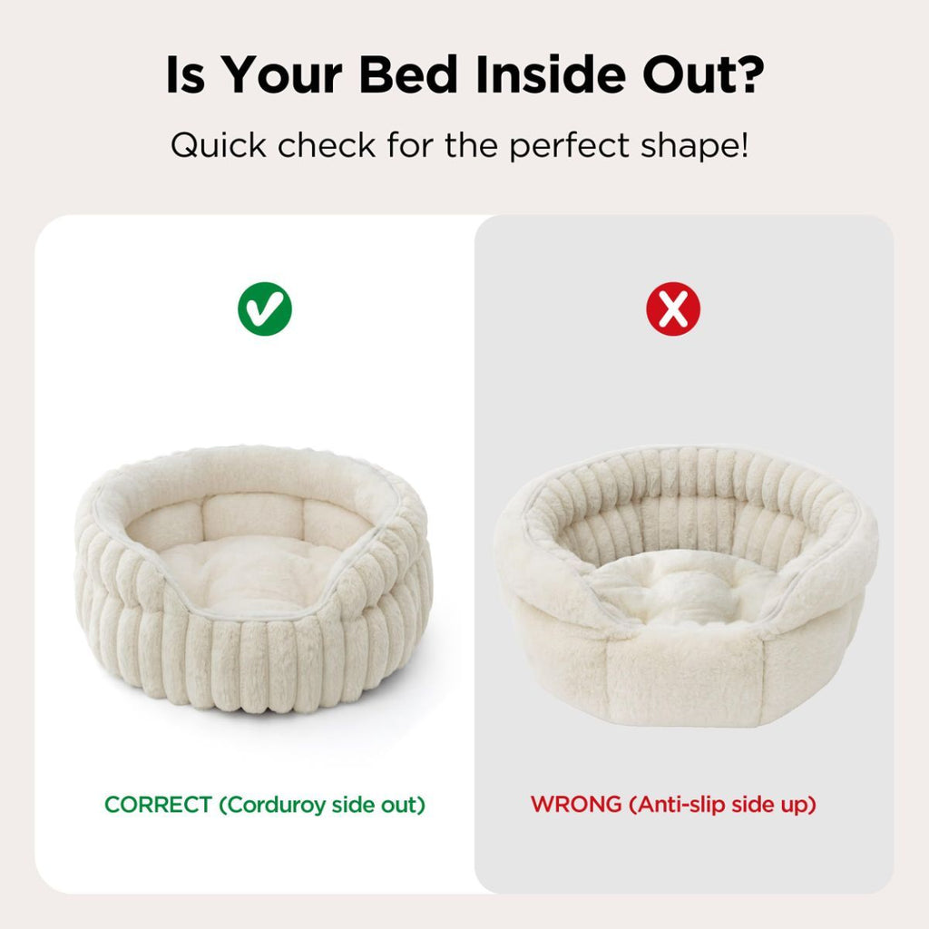 Cat Bed Plush Cat Bed Round Cat Bed Cat Furniture Cat Comfort Pet Supplies - Beige / 20in