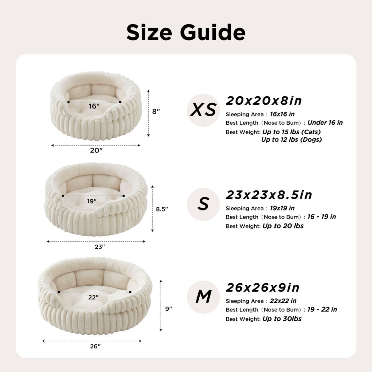 Cat Bed Fluffy Cat Bed Round Cat Bed Cat Furniture Cat Comfort Machine Washable - White - Size 26in