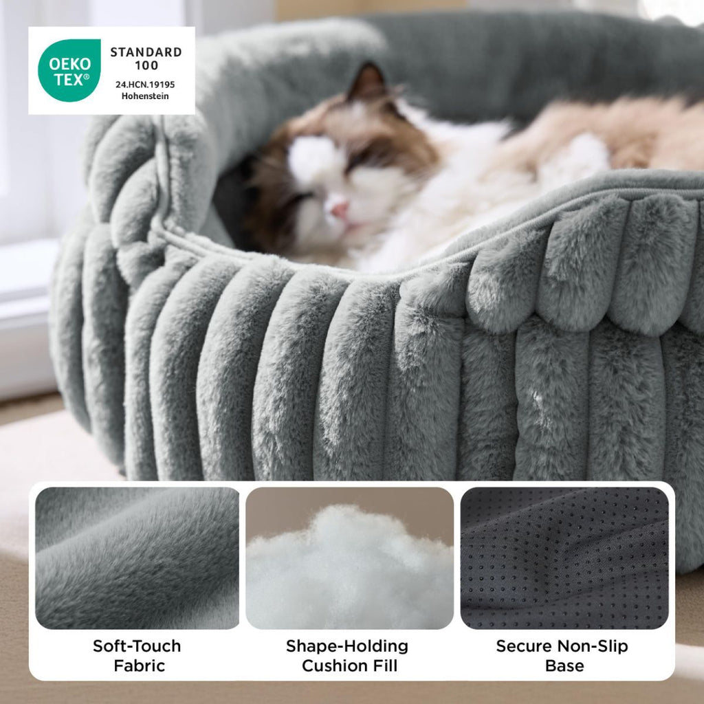 Cat Bed Plush Cat Bed Round Cat Bed Cat Furniture Cat Comfort High-Quality Cat - Navy / 20in
