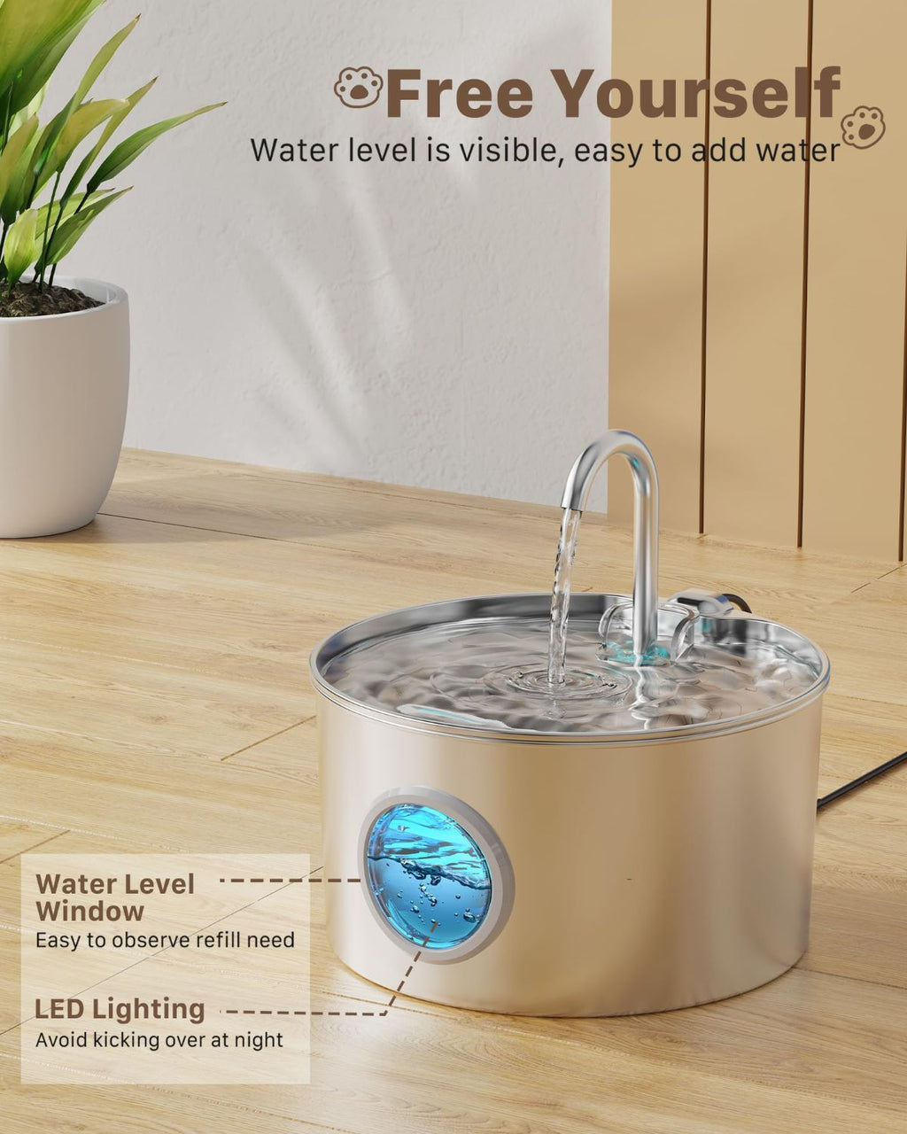 Cat Water Fountain Stainless Steel Cat Fountain Cat Hydration Cat Drinking