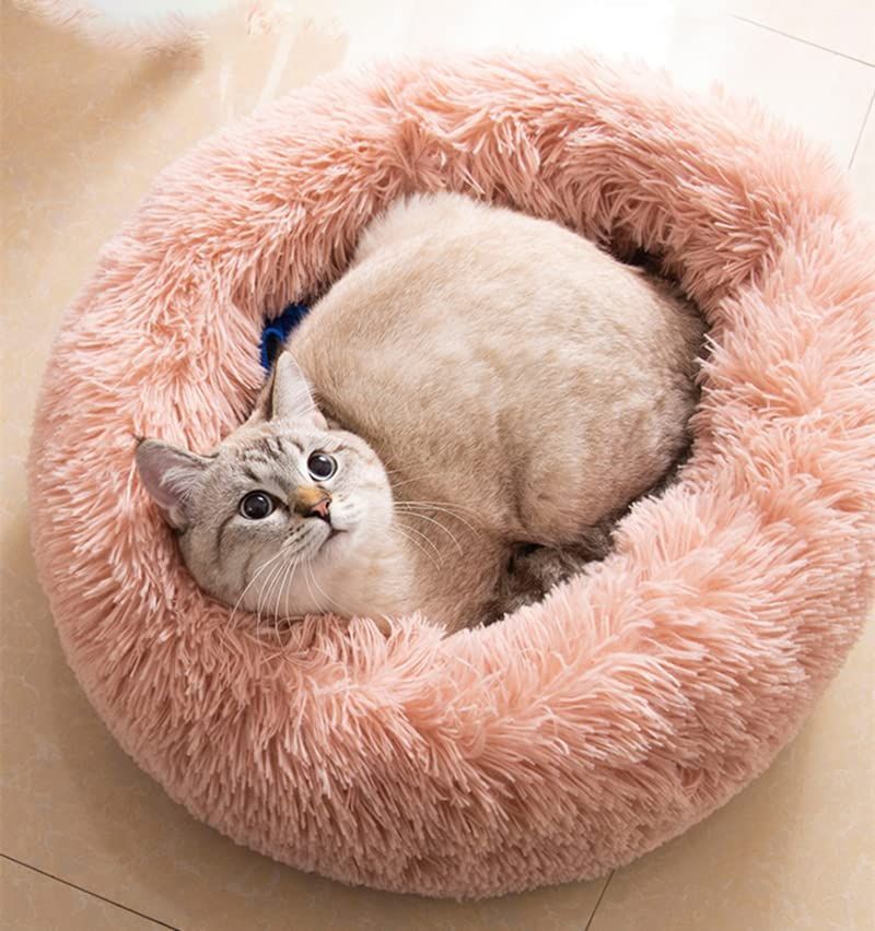 Cat Bed Fluffy Cat Bed Round Cat Bed Cat Furniture Cat Comfort Cat Sleeping Bed - Dark Brown / 24in