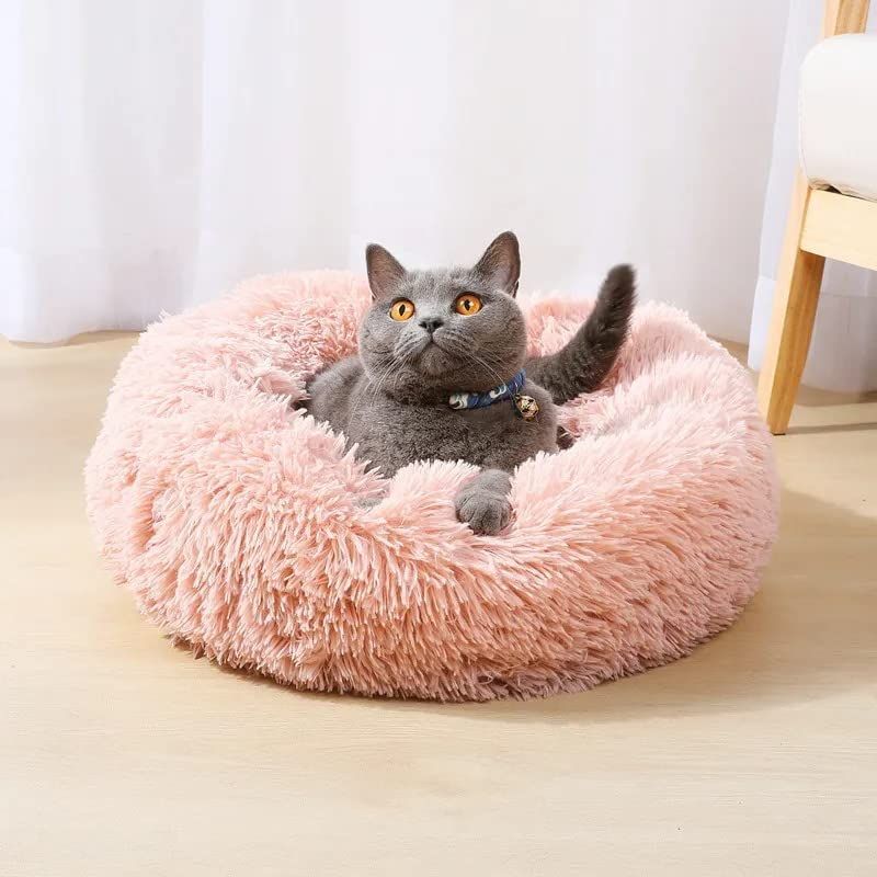 Cat Bed Fluffy Cat Bed Round Cat Bed Cat Furniture Cat Comfort Cat Sleeping Bed - Green / 24in