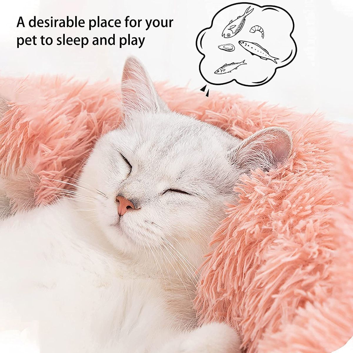 Cat Bed Fluffy Cat Bed Round Cat Bed Cat Furniture Cat Comfort Cat Sleeping Bed - Light Gray / 20in