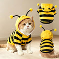 Bumblebee Cat Costume for Sphynx & Small Dogs, Fit Halloween, Yellow, Cute Bee Stripes Hoodie, Soft Warm Fleece, Holiday Cosplay Outfit, Daily Leisure Wear, Easy to Put, Safe for Leash Walking - Yellow / S