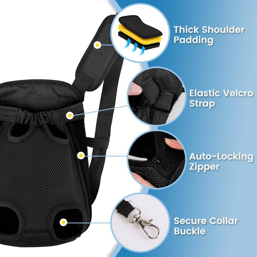 Dog Carrier Backpack Small Dog Carrier Pet Carrier Hands-Free Dog Carrier - Black / L