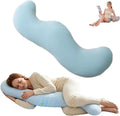 Pea Pod Shape Body Pillow for Adults Full-Body Support Side Sleeper Pillow, Pregnancy Back Pain Relief, Soft Hug Pillow with Memory Fiber Filling