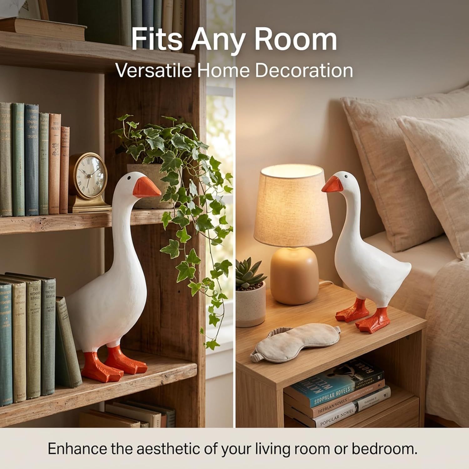 Magnetic Goose Figurine for Desk & Entryway, Cute Key Holder & Home Decor Gift (White)