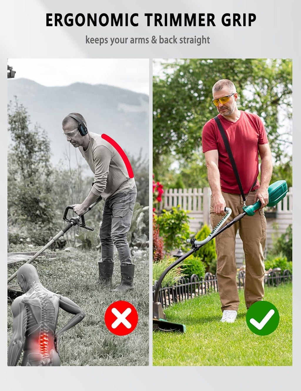 Ergonomic Weed Eater Handle Extension with Adjustable Angle and Shoulder Strap, Durable Aluminum Alloy Grip for Lawn Trimmer (White)