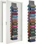 Double-Sided Over Door & Closet Organizer for Yoga Pants, Scarves & Accessories in Dorms and Bedrooms, 26-Pocket Vertical Storage Rack (Grey)