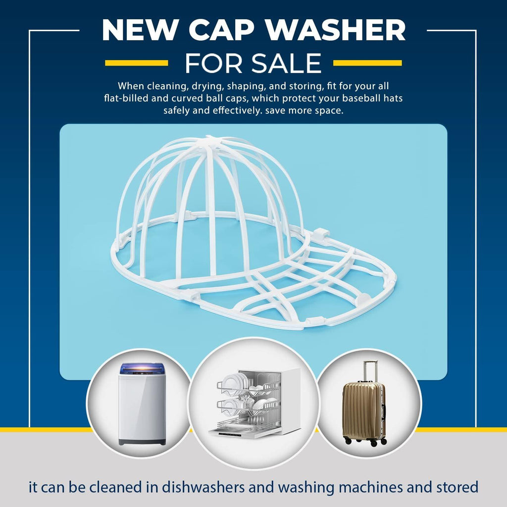 4-Pack Baseball Cap Washer Frame for Dishwasher & Washing Machine, Anti-Deformation Hat Protector Cage for Adult & Kids Caps (White)