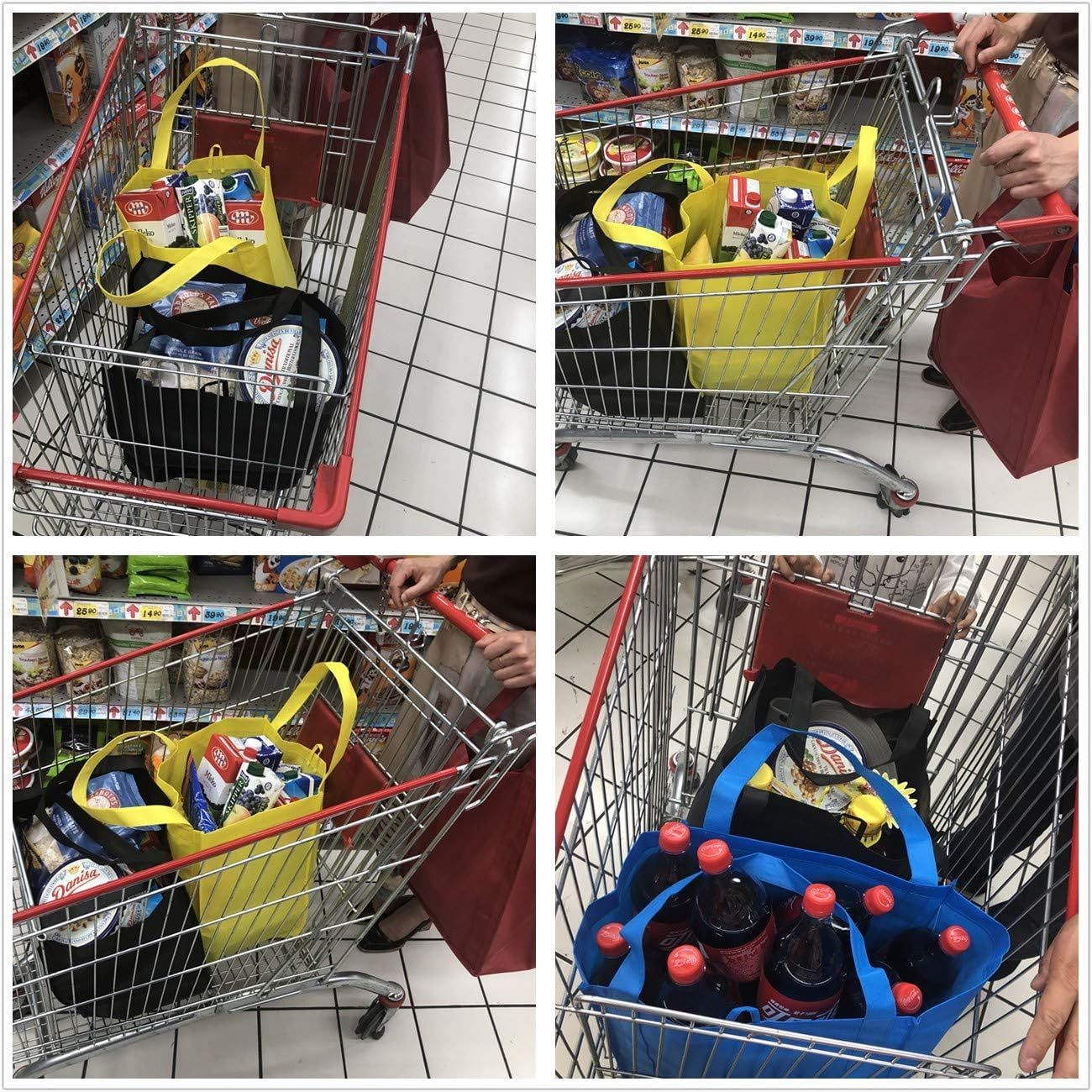 10 Pack Heavy Duty Reusable Grocery Bags with Reinforced Bottom, Large Capacity Shopping Totes for Supermarket & Storage (Yellow)