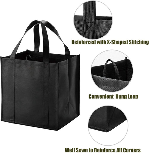 10 Pack Heavy Duty Reusable Grocery Bags with Reinforced Bottom, Large Capacity Shopping Totes for Supermarket & Storage (Blue)