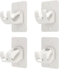 4-Pack No-Drill Self-Adhesive Curtain Rod Brackets for Smooth Walls, Universal Fit for Bathroom & Bedroom (White)