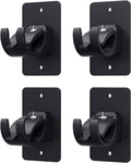 4-Pack No-Drill Self-Adhesive Curtain Rod Brackets for Smooth Walls, Universal Fit for Bathroom & Bedroom (Black)