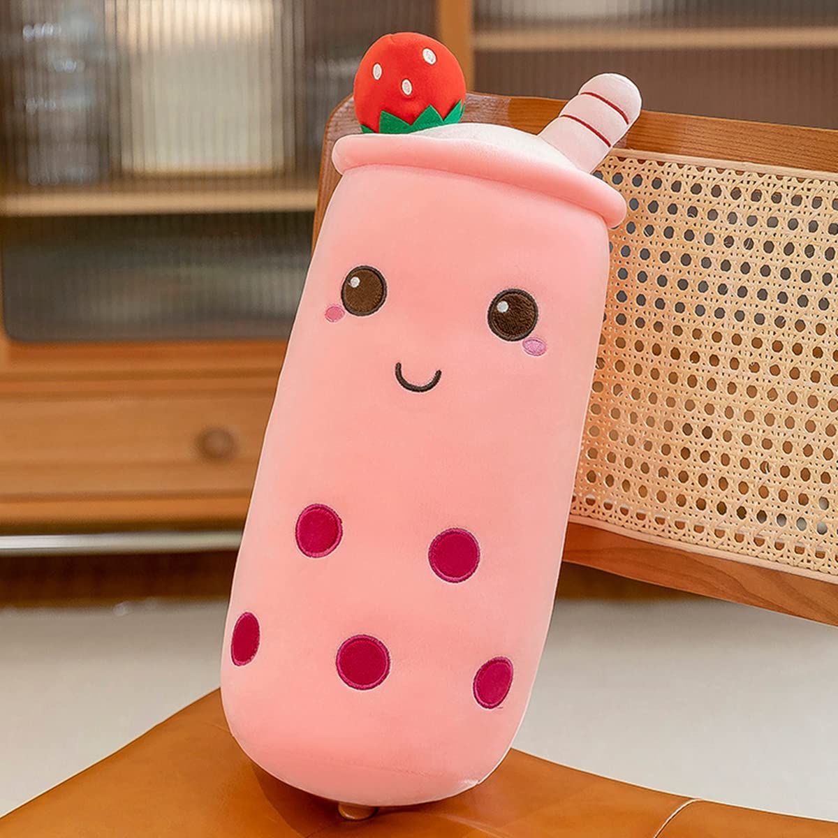 Bubble Tea Plush Pillow Soft Plush Toy Skin-Friendly Pillow Multiple Sizes Cute - Pink - Size 43in