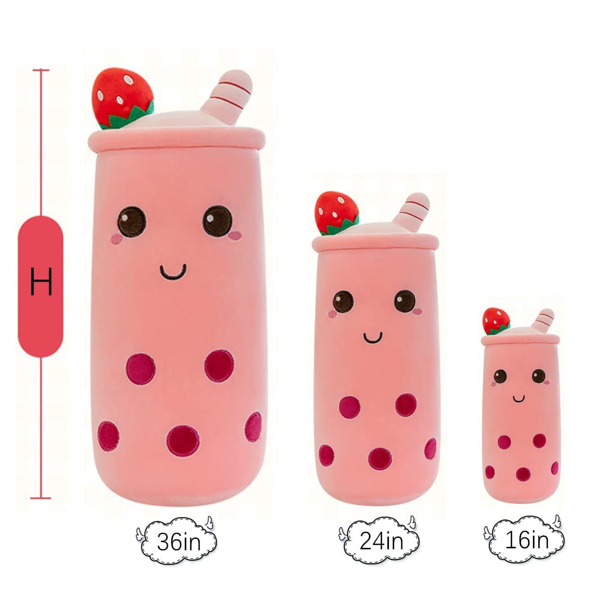 Bubble Tea Plush Pillow Soft Plush Toy Skin-Friendly Pillow Multiple Sizes Cute - Yellow - Size 24in