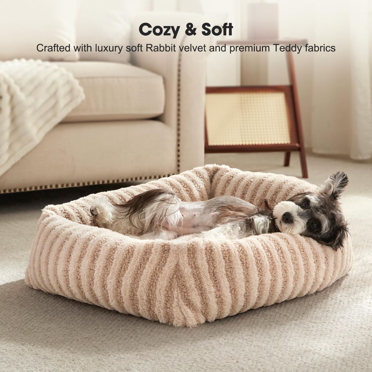Dog Bed Soft Dog Bed Rabbit Velvet Dog Bed Teddy Fabric Dog Bed Cozy Dog Bed - Gray - Size 36in*27in