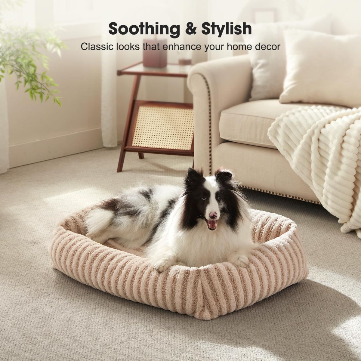 Dog Bed Soft Dog Bed Rabbit Velvet Dog Bed Teddy Fabric Dog Bed Cozy Dog Bed - White - Size 20in*19in
