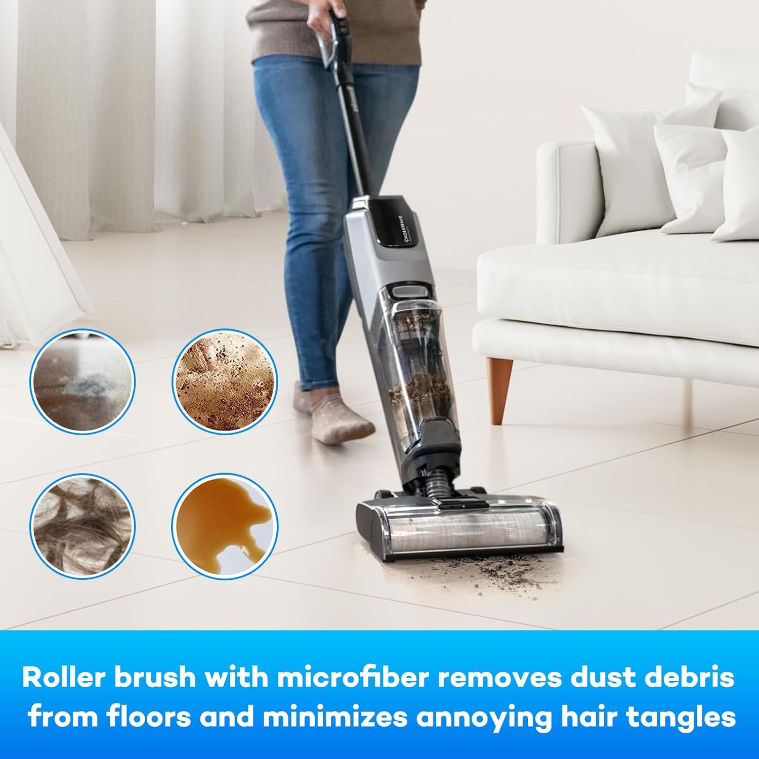 Replacement Roller Brush Filter for Bissell Crosswave OmniForce EDGE 3930F/3933/v2/3999z Multi-Surface Hard Floor Cleaner Wet Dry Vacuum, Brush Roller Replacement Parts