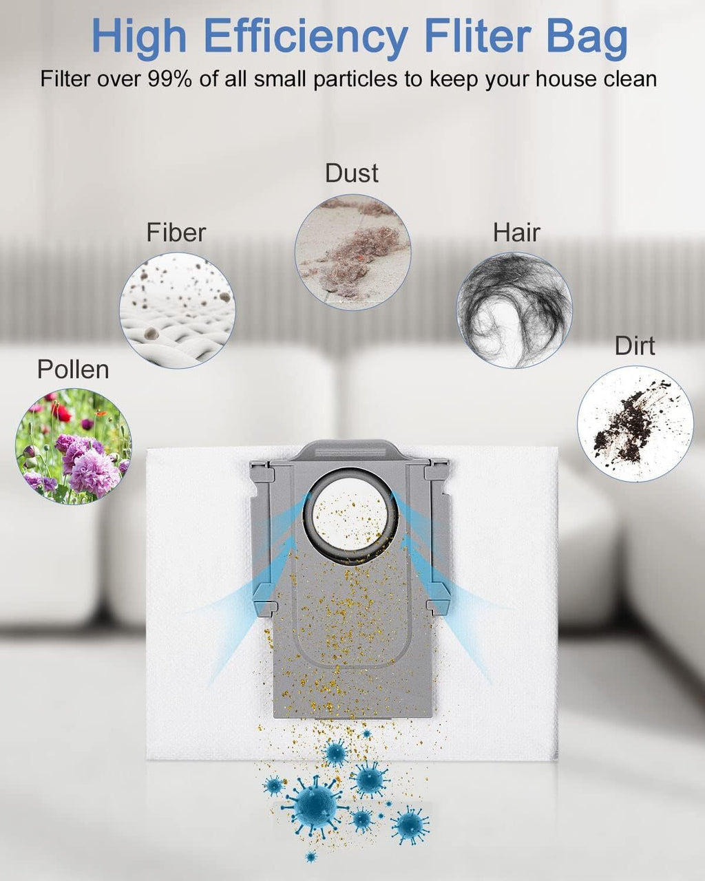 Suitable for Roborock S8 S8 Pro Ultra S7 MaxV Ultra S7 Pro Ultra Q7 Robot Vacuum Cleaner Bags 10 pcs compatible