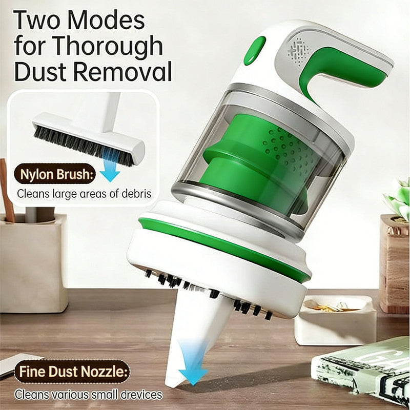 Desk Vacuum Cleaner, Type-c Rechargeable Mini Vacuum Cleaner - Cordless Desk with Flat Nozzle & Brush Attachment | for Keyboard Crumbs, Pet Hair, Paper Scraps （green）