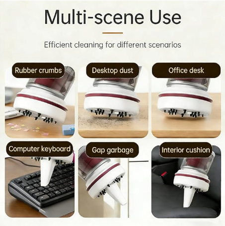 Desk Vacuum Cleaner, Type-c Rechargeable Mini Vacuum Cleaner - Cordless Desk with Flat Nozzle & Brush Attachment | for Keyboard Crumbs, Pet Hair, Paper Scraps （green）