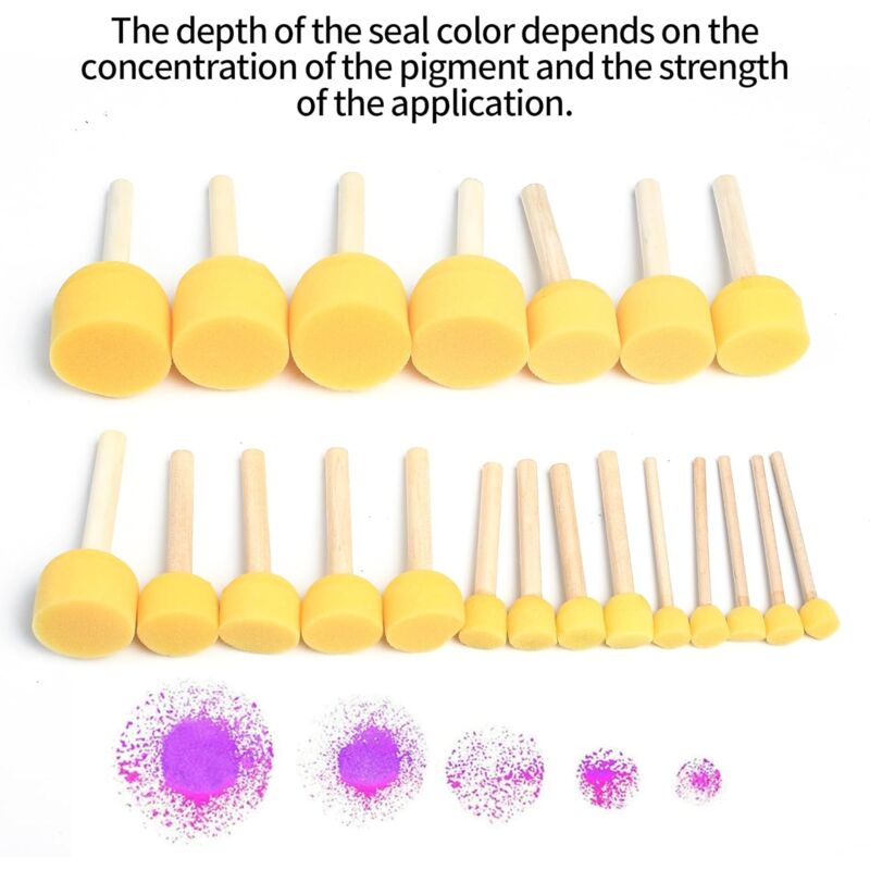 25 Pieces Foam Paint Brushes, Sponge Paint Brushes With Wooden Handle, For Painting Art Craft Pottery Graffiti - 5 Sizes