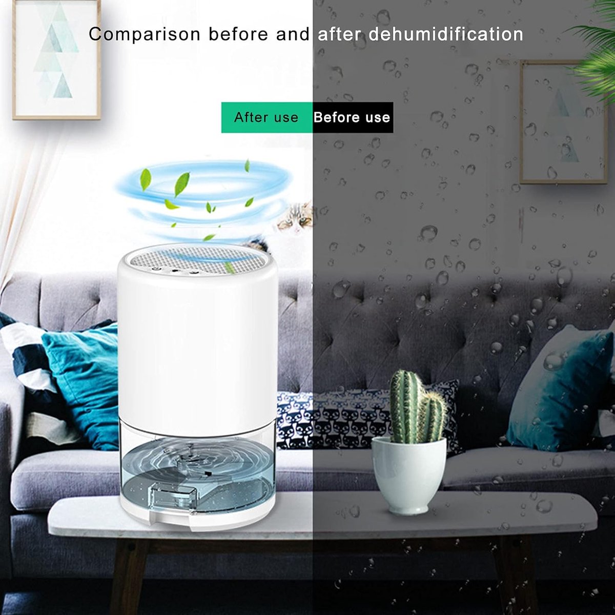 Portable Dehumidifier 1L Tank Ultra Quiet Smart Sleep Mode Home Black
