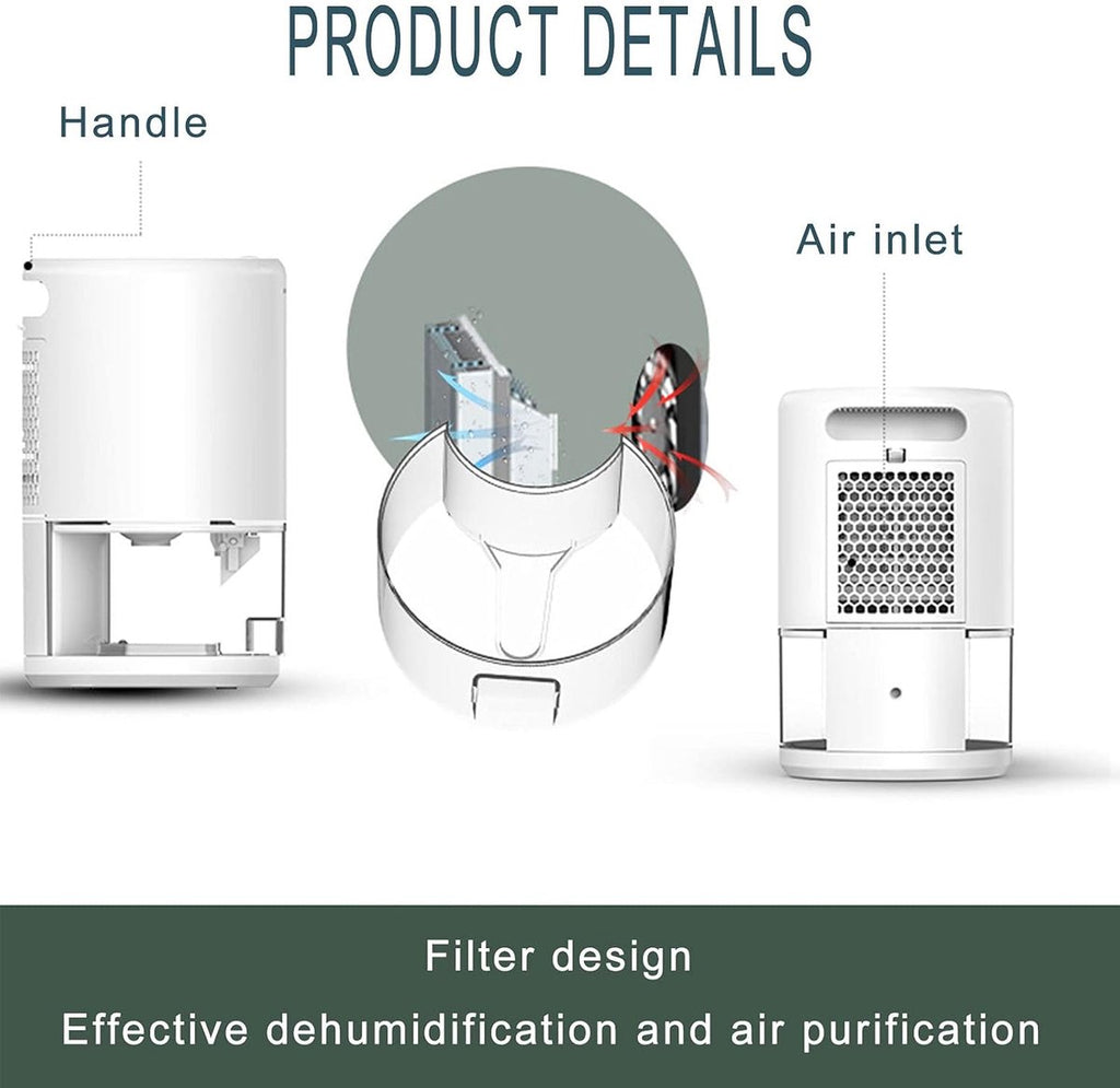 Portable Dehumidifier 1L Tank Ultra Quiet Smart Sleep Mode Home Black
